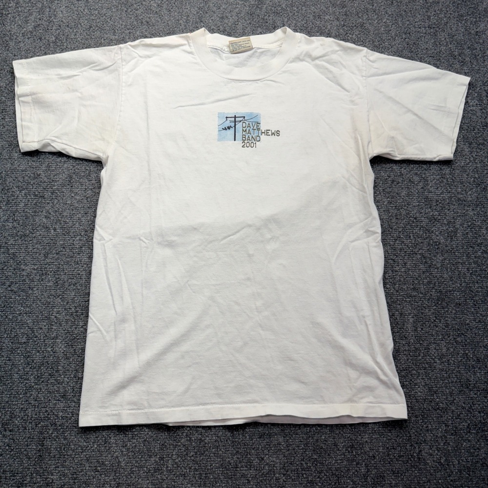 Dave Matthews Band 2001 Tour T-Shirt Mens Medium White Vintage Concert Tee USA